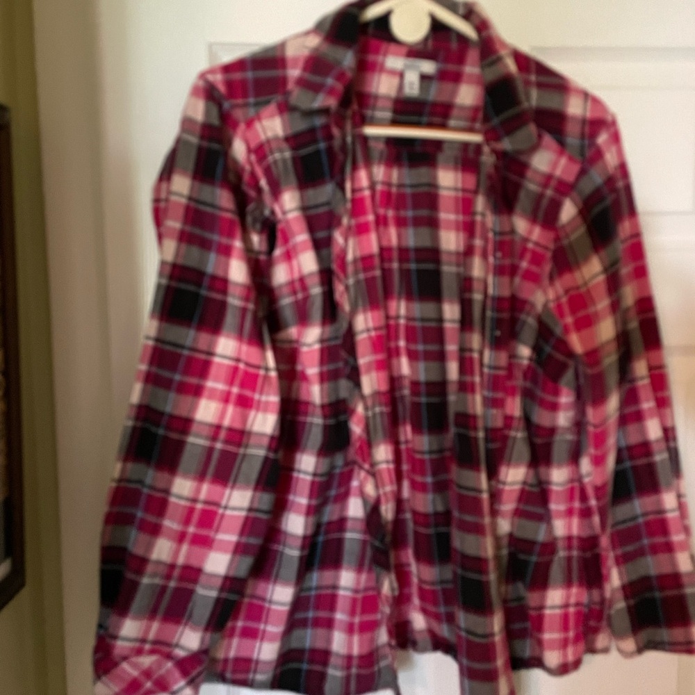 Pink plaid flannel shirt